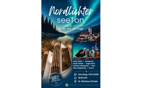 3. Oktober 2026, „Nordlichter“ – seeTon Nordic Jazz trifft Orgel, Kirche St. Nikolaus, Scheer